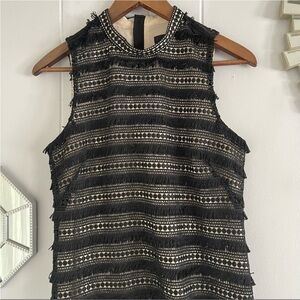 J Crew Black & Nude Fringe Lace Sheath Dress
